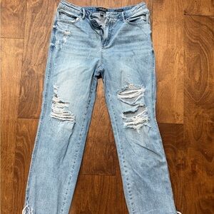 Judy Blue Light Blue Distressed Boyfriend Jeans